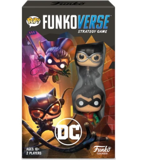 لعبة لوحية استراتيجية Funko Pop! Funkoverse DC Comics 2 Pack رقم 101 تتميز بباتمان وهارلي كوين، لعبة قابلة للتجميع