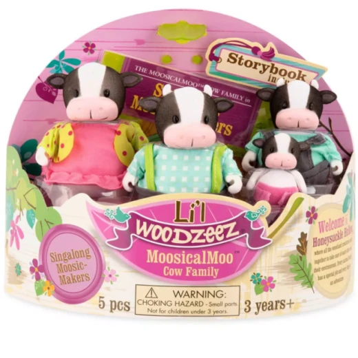 Li'l Woodzeez The Moosical Moo Cow Family with storybook