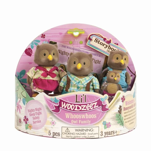 Li'l Woodzeez The Whooswhoo Owl Family with storybook