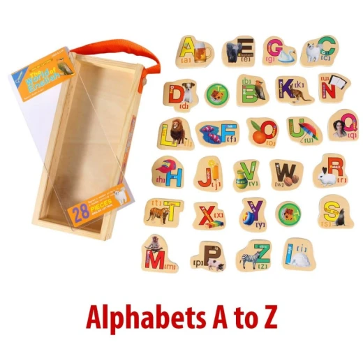 QISIWEI 28 Piece Wooden Magnetic Cutout Stickers, English Letters - Image 2