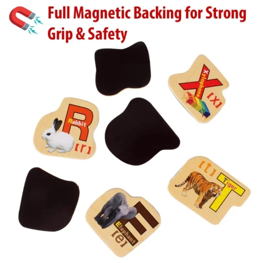 QISIWEI 28 Piece Wooden Magnetic Cutout Stickers, English Letters - Image 5