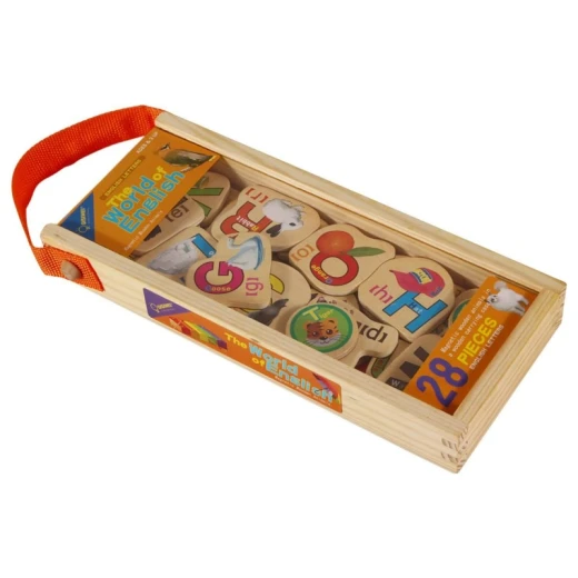 QISIWEI 28 Piece Wooden Magnetic Cutout Stickers, English Letters