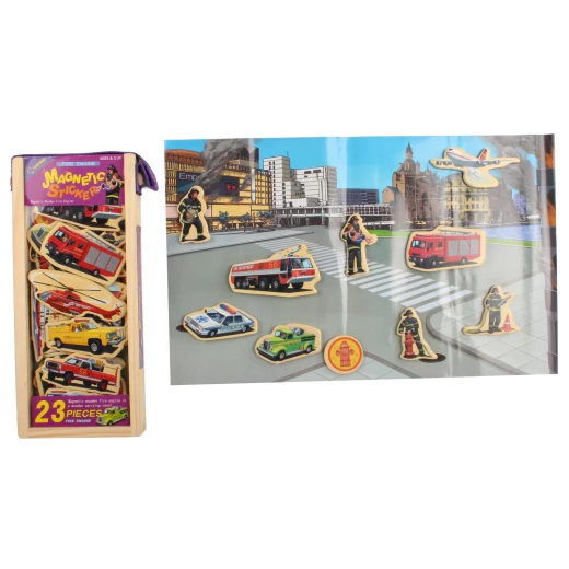 QISIWEI Wooden Magnets Fire Engine 23 Pieces - Image 2
