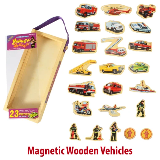 QISIWEI Wooden Magnets Fire Engine 23 Pieces - Image 3