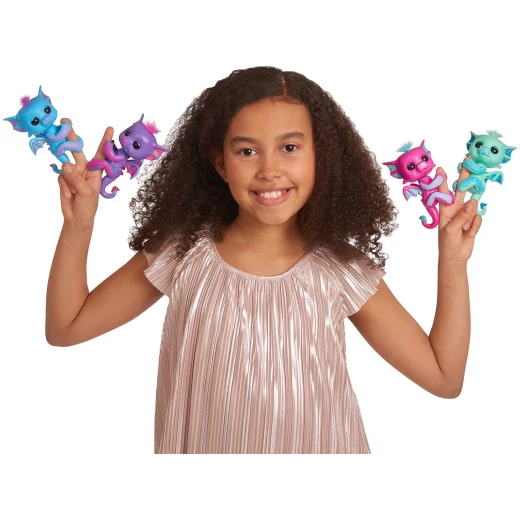 Fingerlings - Glitter Dragon - Sandy (Pink with Blue) - Interactive Baby Collectible Pet - فينجرلينجز - Image 2
