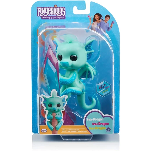 Fingerlings - Glitter Dragon - Noa (Green with Blue) - Interactive Baby Collectible Pet Fingerlings - Glitter Dragon - Noa (Green with Blue) - Interactive Baby Collectible Pet