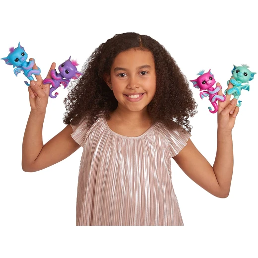 Fingerlings - Glitter Dragon - Noa (Green with Blue) - Interactive Baby Collectible Pet - فينجرلينجز - Image 3