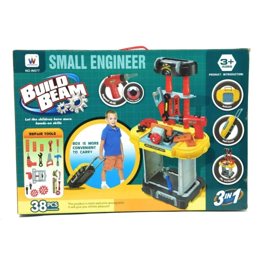 3 in 1 Small Engineer Build Beam Workshop Playset with Travel Luggage Trolley for Kids 3 in 1 Small Engineer Build Beam Workshop Playset with Travel Luggage Trolley for Kids