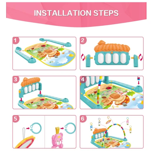 3 in 1 Musical Play Gym Fitness Mat (Multi Coloured & House Theme) (0-36 Months) - Image 7