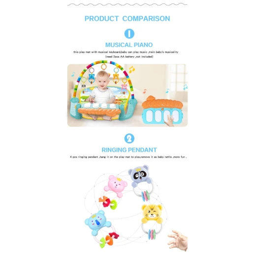 3 in 1 Musical Play Gym Fitness Mat (Multi Coloured & House Theme) (0-36 Months) - Image 6