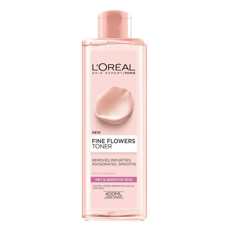 L’oreal Paris Fine Flowers Toner Dry & Sensitive Skin, 400 ml - لوريال باريس
