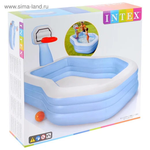 مسبح عائلي مع حلقة كرة سلة ، 257×188×103 سم من انتكس - انتكس - Image 3