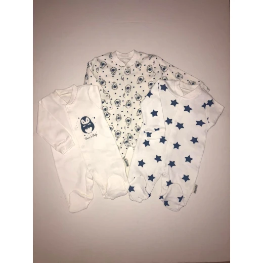 Necix's 3 Overall Set, Nay Blue & White for Newborns - Image 2