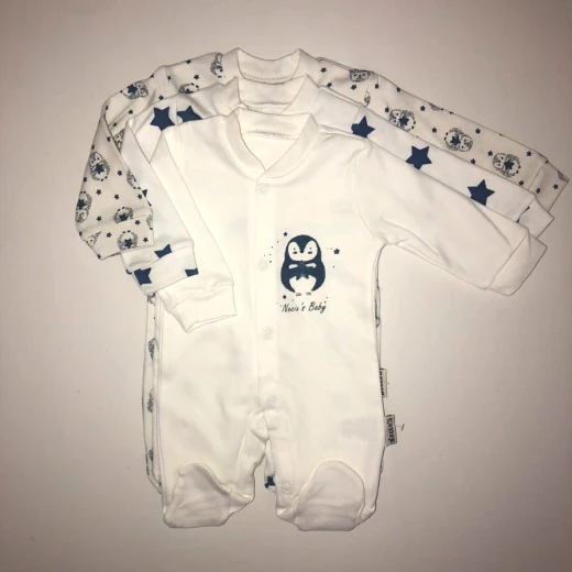 Necix's 3 Overall Set, Nay Blue & White for Newborns