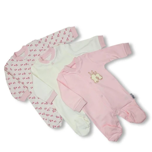 Necix's 3 Overall Set, Pink & White for 0-3 m - Image 2