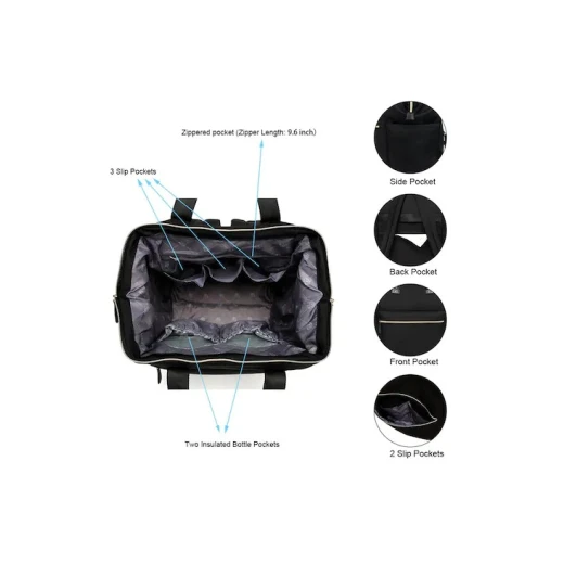 ColorLand Zara Unisex Baby Diaper school Backpack water Resistant (Black) - كولورلاند - Image 5