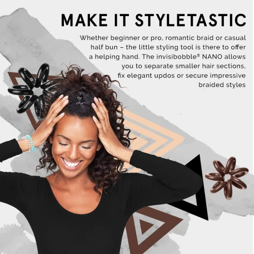 Invisibobble Nano Hair Styling Ring, with Strong Grip, Non-soaking, High Wearing Comfort Updo Tool- Pretzel Brown - Invisibobble - Image 5