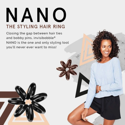 Invisibobble Nano Hair Styling Ring, with Strong Grip, Non-soaking, High Wearing Comfort Updo Tool- Pretzel Brown - Invisibobble - Image 4