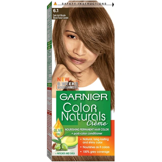 Garnier Color Naturals 6.1 Dark Ash Blonde Hair Color Kit Permanent with Grey Coverage Garnier Color Naturals 6.1 Dark Ash Blonde Hair Color Kit Permanent with Grey Coverage