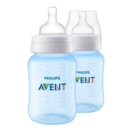 Philips Avent Classic Plus Feeding Bottle 2 Pack 260 ml, Blue - فيليبس افينت - Image 2