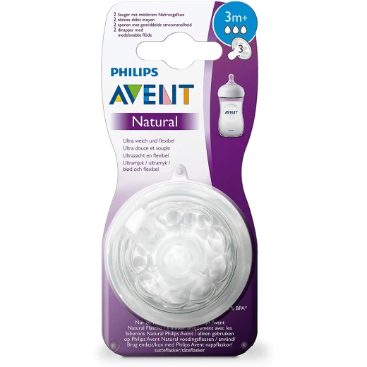 Philips Avent Natural Nipple 2 pcs, +3 m Philips Avent Natural Nipple 2 pcs, +3 m
