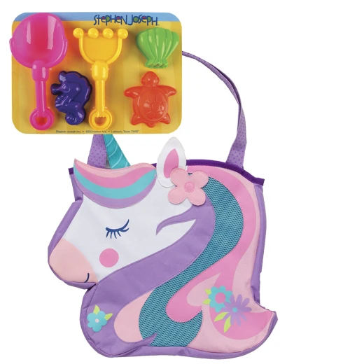 Stephen Joseph Beach Totes with Sand Toy Play Set, Unicorn Stephen Joseph Beach Totes with Sand Toy Play Set, Unicorn
