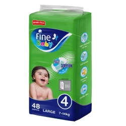 Fine Baby Diapers, Size 4, Large 7-14kg, Jumbo Pack of 48 diapers