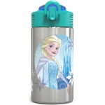 Zak Designs Frozen 15.5oz Stainless Steel Kids Water Bottle with Flip-up Straw Spout - زاك ديزاينز