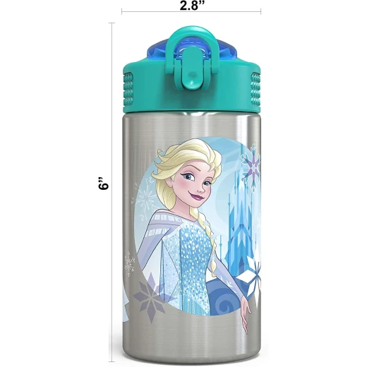 Zak Designs Frozen 15.5oz Stainless Steel Kids Water Bottle with Flip-up Straw Spout - زاك ديزاينز - Image 4