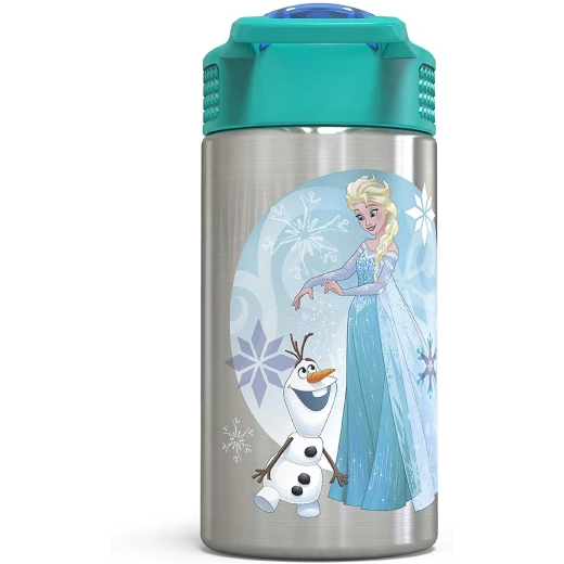 Zak Designs Frozen 15.5oz Stainless Steel Kids Water Bottle with Flip-up Straw Spout - زاك ديزاينز - Image 2