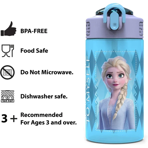 Zak Designs Frozen 2 Elsa 16 oz. Water Bottle With Straw - زاك ديزاينز - Image 2