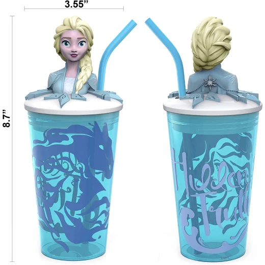 Zak Designs Elsa 2 Anna 15oz Plastic Funtastic Tumbler with Straw - زاك ديزاينز - Image 2