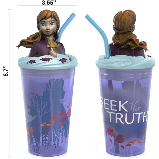 Zak Designs Frozen 2 Anna 15oz Plastic Funtastic Tumbler with Straw - زاك ديزاينز - Image 3