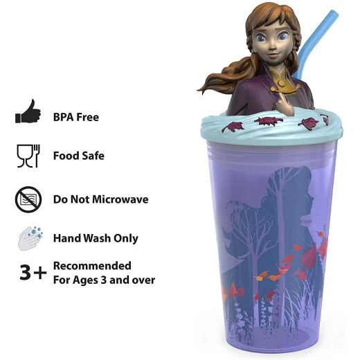 Zak Designs Frozen 2 Anna 15oz Plastic Funtastic Tumbler with Straw - زاك ديزاينز - Image 2