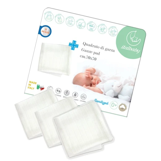 Italbaby 3 Piece Cotton Muslin Square Gauze Italbaby 3 Piece Cotton Muslin Square Gauze