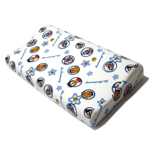 Memory Foam Contour Pillow For Baby Cartoon Printed Orthopedic Pillow, White&Blue