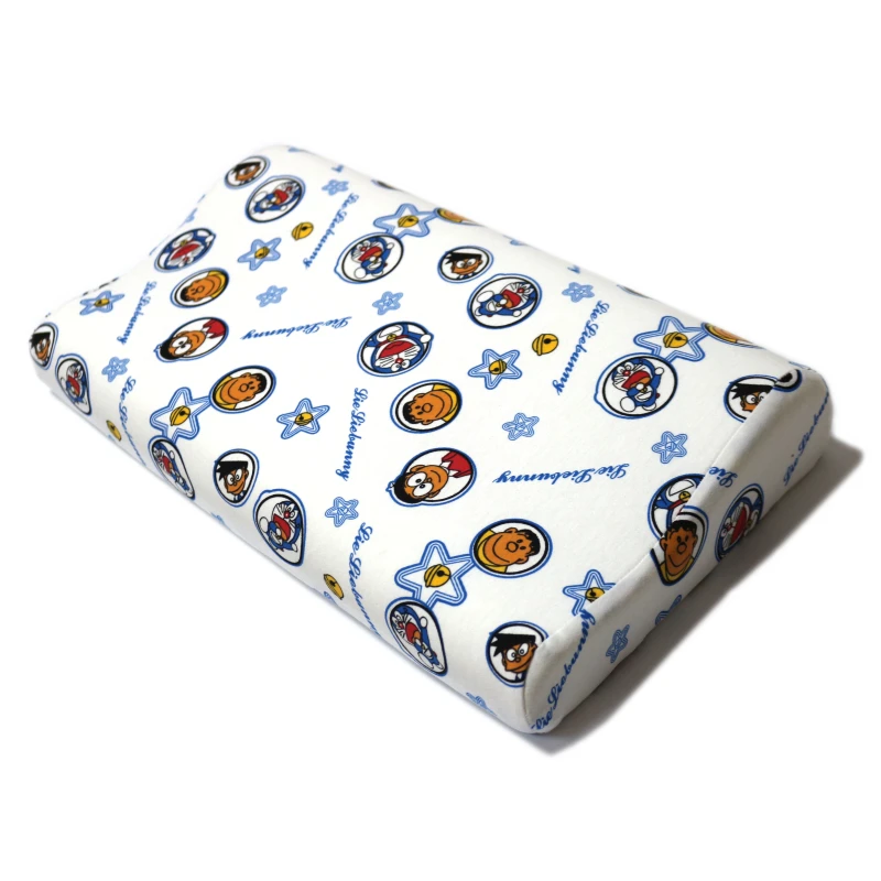 Memory Foam Contour Pillow For Baby Cartoon Printed Orthopedic Pillow, White&Blue