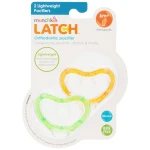 Munchkin Latch Lightweight Pacifier, +6 Months, 2-Pack, Orange &Green - Munchkin