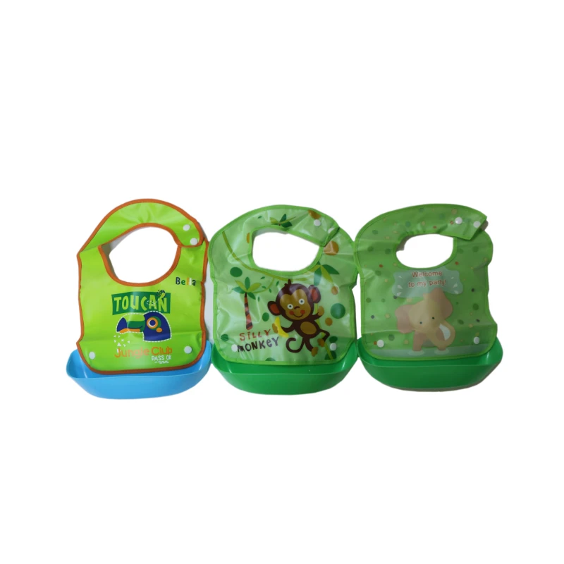 Plastic Bib for Eating, Green, Assortment