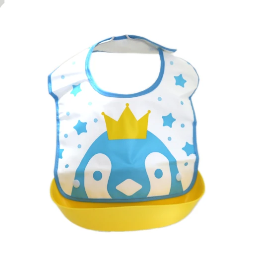 Plastic Bib For Eating, Blue & Yellow Plastic Bib For Eating, Blue & Yellow
