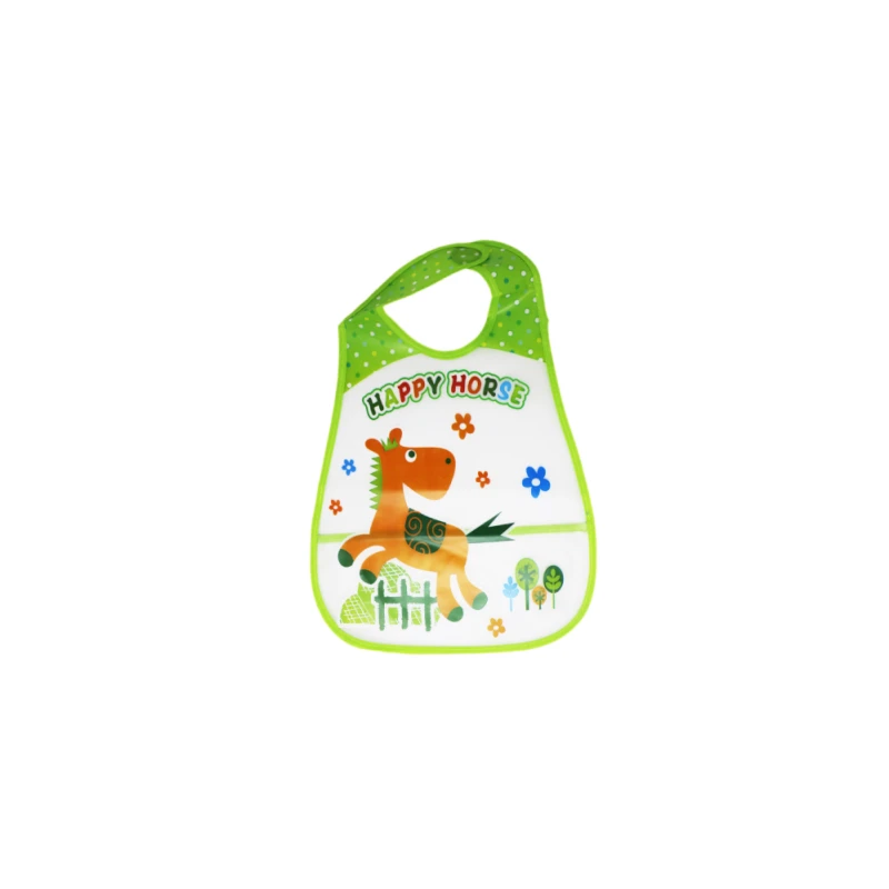 Plastic Baby Bib Waterproof, Happy Horse