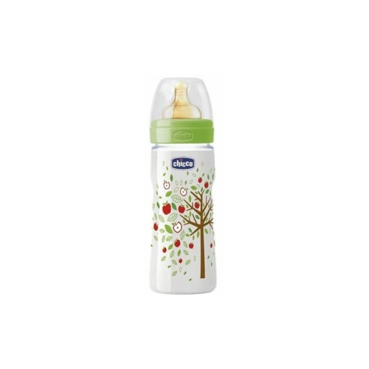 Chicco Well-Being Bottle, Fast Flow, Silicone Nipple, 330ml, Green Chicco Well-Being Bottle, Fast Flow, Silicone Nipple, 330ml, Green