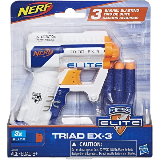 مسدس نيرف N-Strike Elite Triad EX-3 – صغير الحجم ويطلق 3 سهام (أبيض) مسدس نيرف N-Strike Elite Triad EX-3 – صغير الحجم ويطلق 3 سهام (أبيض)