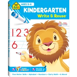 School Zone Kindergarten Write and Reuse Workbook, 52 Pages