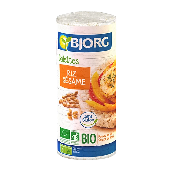 Bjorg Organic Gluten Free Rice Cake with Sesame, 130g - بي جورج
