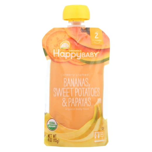 Happy Baby Pureed Baby Food Bananas & Sweet Potatoes, 113 g Happy Baby Pureed Baby Food Bananas & Sweet Potatoes, 113 g