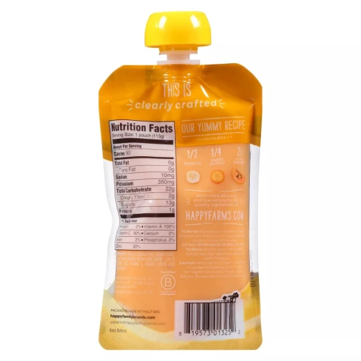 Happy Baby Pureed Baby Food Bananas & Sweet Potatoes, 113 g - هابي بيبي - Image 2