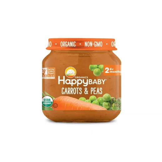 Happy Baby Clearly Crafted Jar Carrots & Peas, 113 g