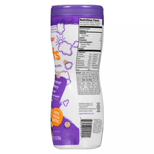 Happy Baby Puffs Purple Carrot & blueberry Puffs - 60 g - هابي بيبي - Image 2