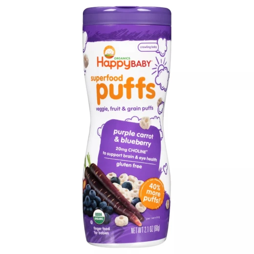 Happy Baby Puffs Purple Carrot & blueberry Puffs - 60 g Happy Baby Puffs Purple Carrot & blueberry Puffs - 60 g